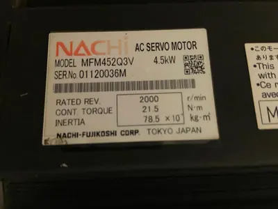 Used NACHI MFM452Q3V Motors (misc) | Surplus Asset Holdings #1204956