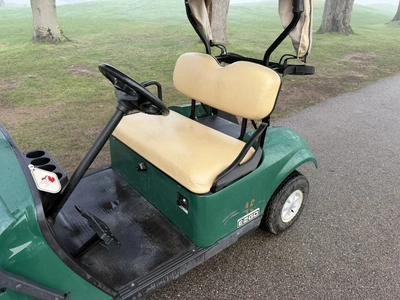 (1) 2017 E-Z-Go golf cart with a Kawasaki gas engine, model 625111G01, includes canopy, ball cover, ...
