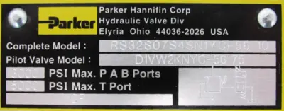 NEW PARKER RS32S07S4SN1YCF56 PROPORTIONAL VALVE D1VW2KNYCF56