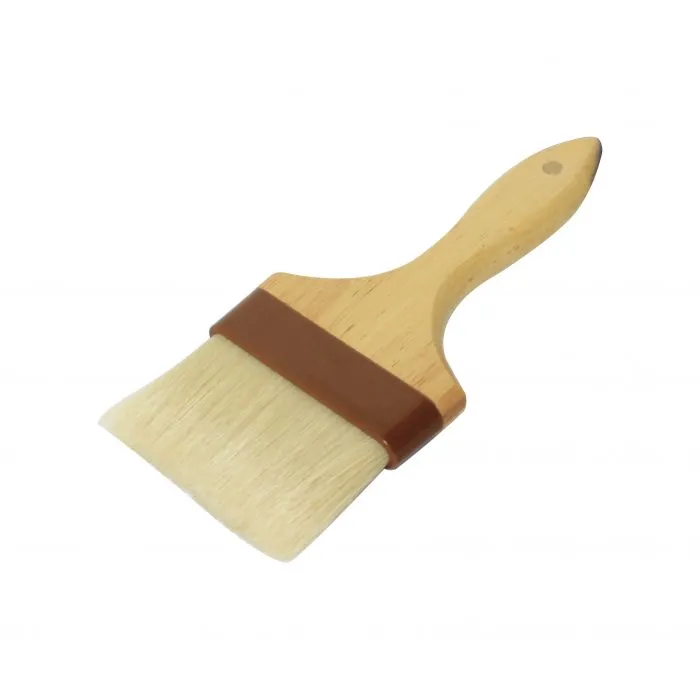 Thunder Group WDPB005 4" Flat Pastry Brush - Boar Bristles, Brown Plastic Ferrule, Wood Handle - 12, (each)