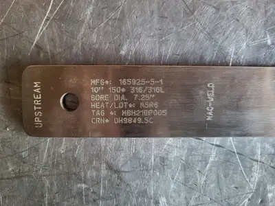 10" Paddle Orifice Plate Upstream 7.25"