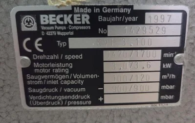 Used 1997 BECKER KVT 3.100 Vacuum Pumps Indiana US | Machine Solutions, LLC #1714605