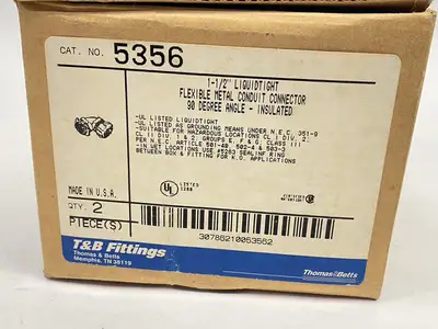 USED T&B FITTINGS LIQUIDTIGHT 90 DEGREE ANGLE CONDUIT CONNECTOR 1-1/2" LOT OF 2