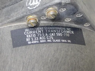 Instrument Transformers Inc. 590-750 Current Transformer 75:5 A. RF 1.33 Used