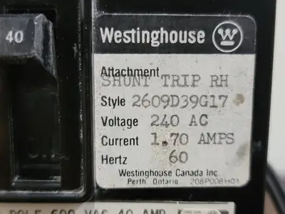 Used WESTINGHOUSE FB3040PL Switchgears British Columbia CA | Lenmark #242249