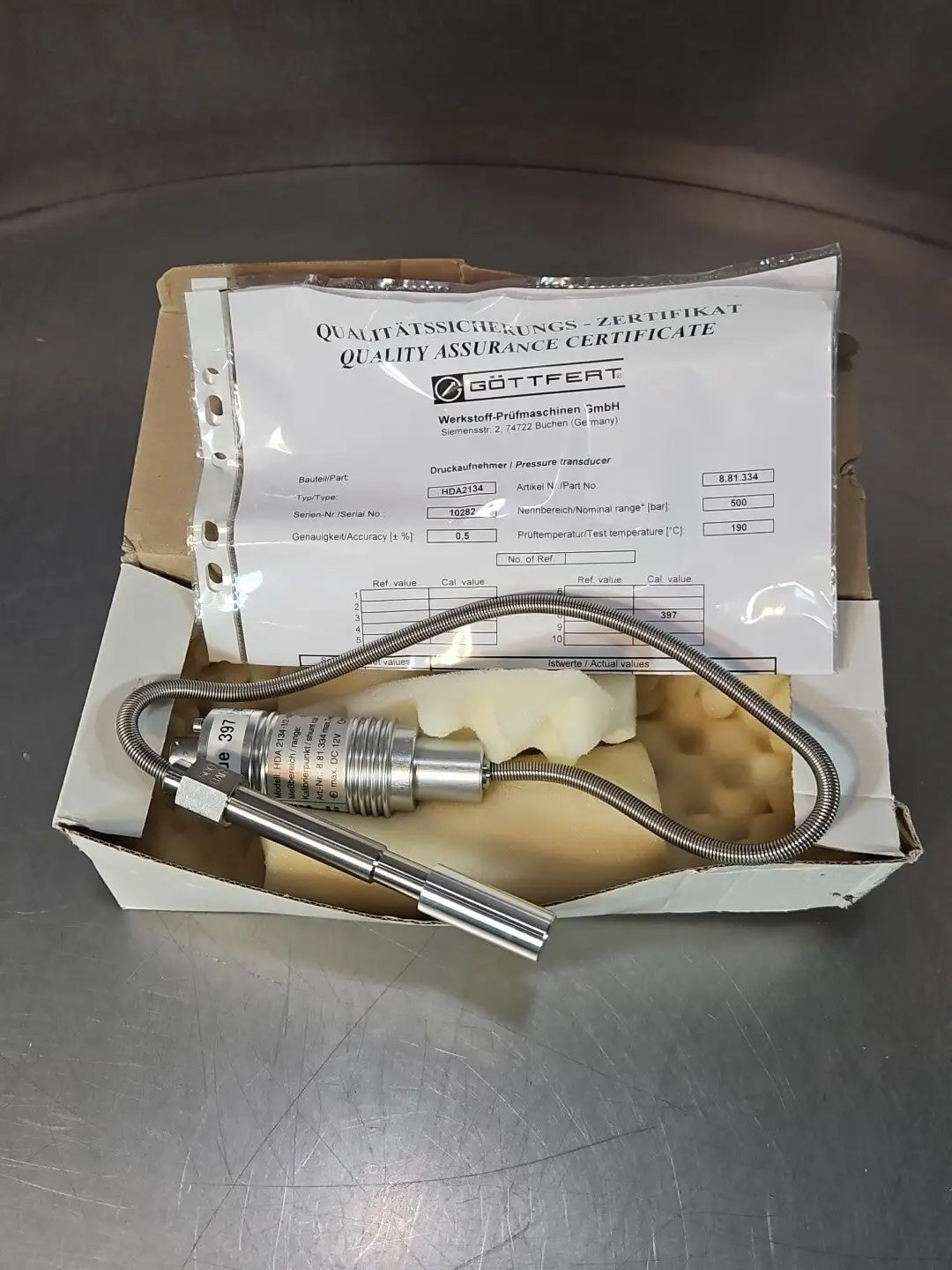 GOTTFERT HDA 2134-1/2-500-10/46-1 Cal. Valve 397 Bar Loc6C12