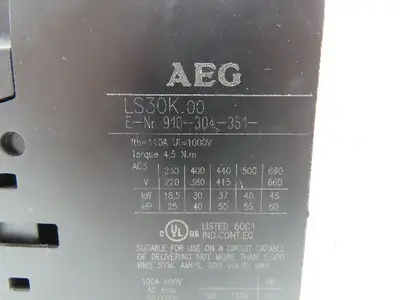 AEG LS30K.00 Contactor 220-660VAC 3PH 25-60HP 18.5-45kW