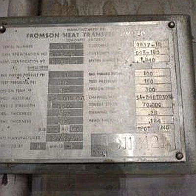 Fromson 1940 ft2 SS Tube Heat Exchanger