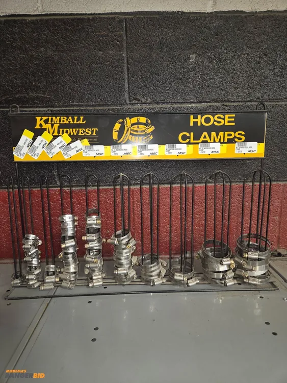 Used HOSE CLAM RACK, PEG BOARD WITH APPROXIMATELY 25 PEGS, WIRE RACK, ROD RACK WITH MISC THREADED ROD. _UNKNOWN_ Racks/Shelving | Miedema Asset Management Group #797884