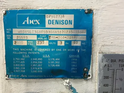 Used ABEX DENISON WR045LC364FSD366A512C235CR5612 Hydraulic Presses Ohio US | HGR 24 #1304857