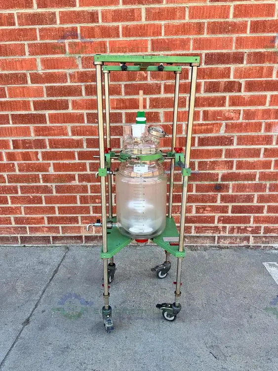 Used CHEMGLASS 20 LITER JACKETED GLASS REACTOR W/ STAND, IMPELLER Reactors California US | Equipment Lab #1394845