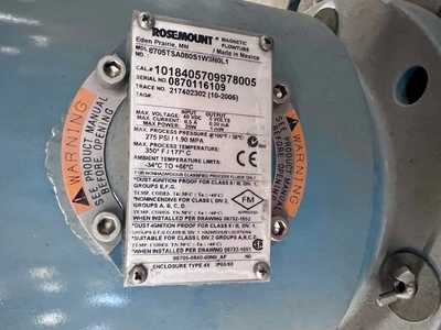 8" Rosemount 8705TSA080S1W3N0L1 Magnetic Flowtube