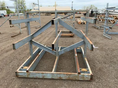 Metal Two Sided Cantilever Rack, on wheels so it can roll sideways, welded together, arms stick out ...
