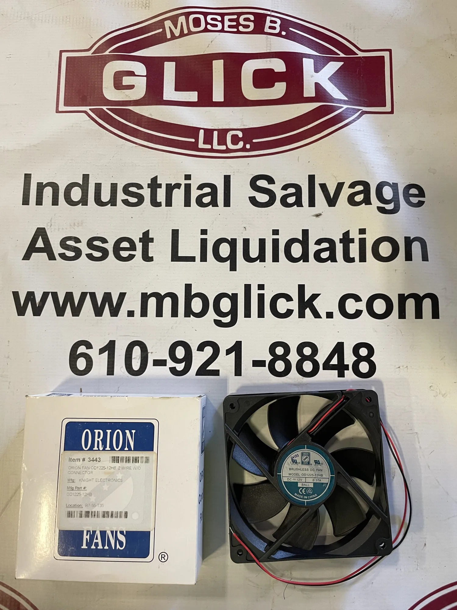 Orion OD1225-12HB 2 Wire 12V DC Fan 89CFM -NIB