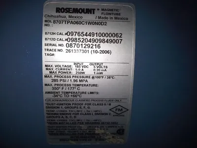 USED Rosemount 8707 TPA060C1W0N0D2